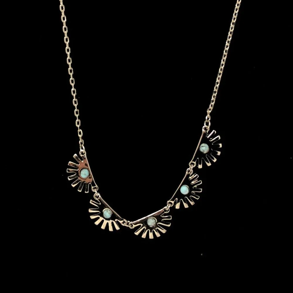 Lia Sophia Silver‎ Tone Necklace Blue Beads Southwestern Style Choker